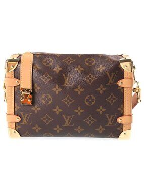 Louis Vuitton Monogram Side Trunk MM 2-Way Shoulder Bag Brown Leather